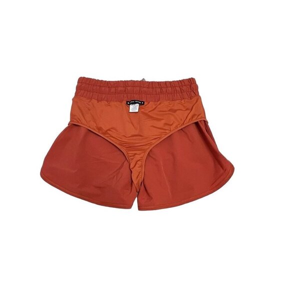 Thrive Societe High Rise Athletic Shorts Size M Burnt Orange Zip Pockets Running - Picture 8 of 16